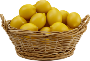 Bunch of lemons in a basket isolated on a transparent background png