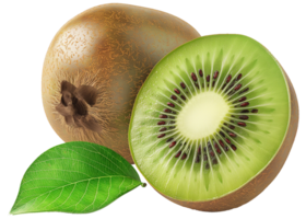 A whole with a half cut Kiwi Isolated on a Transparent Background png