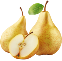 A fresh Pear with a half cut pear isolated on a Transparent Background png