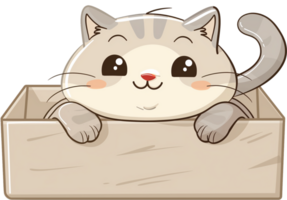 A cute Burmilla cat stuck in cardboard isolated on a transparent background png