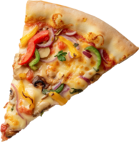 A delicious Veggie Pizza Slice isolated on a transparent background png