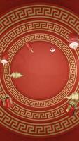 3D red portrait background chinese new year with minimalist space, suitable for product promotion in stories and reels video
