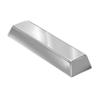Realistic silver bar isolated on transparent background. png
