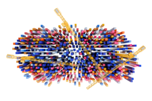 3D illustration of building construction colorful buildings in the city Top view of several skyscrapers and buildings under construction on a massive scale - clipping path png
