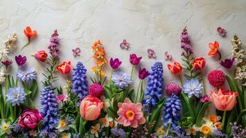 Circle of Flowers on White Surface photo