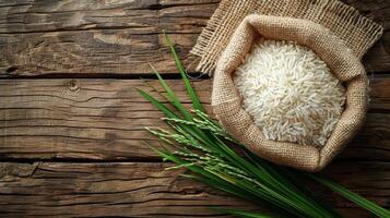 Rice Sack and Stalks photo