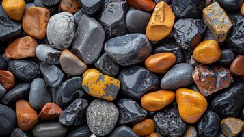 Pile of Rocks With Yellow and Black Stones photo