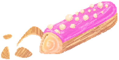 Eclair in pixel art style png
