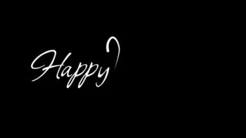 happy birthday animated text with inks drop. white and black text and background. great for giving birthday greetings at the beginning and ending of the film to making him happy video