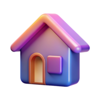 3D house icon, 3D house symbol, colorful 3D house photo png