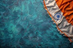 Textured Indian Flag With Ashoka Chakra Detail photo