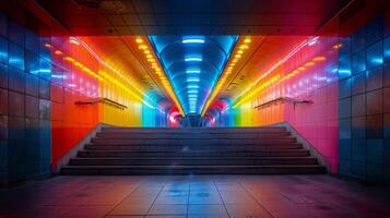 Tunnel of Colorfully Painted Columns in Park photo