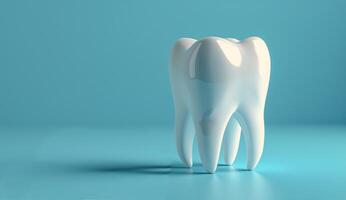 White Tooth Model on Blue Background photo