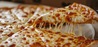 A Slice of Cheesy Pizza With Stretchy Mozzarella photo