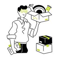Ready to use doodle mini illustration of car parts boxes vector