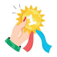 Trendy flat sticker of winner badge vector