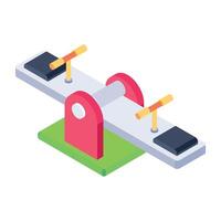 Modern isometric icon of a seesaw swing vector