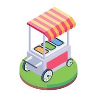 Get this isometric icon of a food kiosk vector