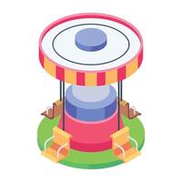 Easy to edit isometric icon of flying swing vector