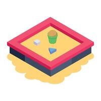Easy to edit isometric icon of a sandpit vector