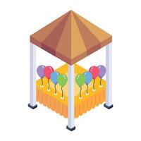 Ready to use isometric icon of balloons booth vector
