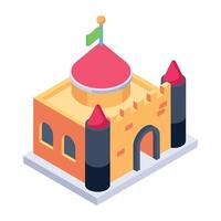 Grab this isometric icon of a bouncing castle vector