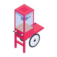 Modern isometric icon of a popcorn cart vector