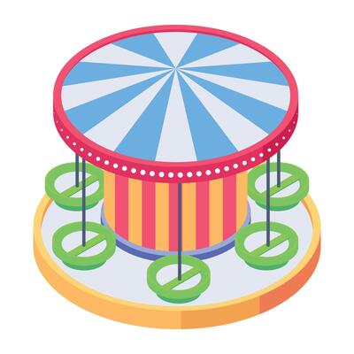 Ready to use isometric icon of a roundabout ride
