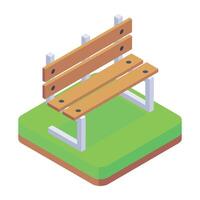 An isometric style icon of a park bench vector