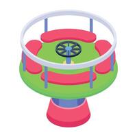 Easy to edit isometric icon of a playground carousel vector
