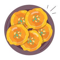 Check out this flat sticker of malpua vector