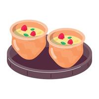 Ready to use flat sticker of rice pudding bowls vector
