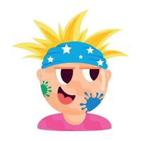 Check out this flat sticker of a holi boy vector
