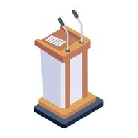 Here is an isometric icon of speech rostrum vector