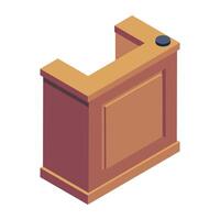 A customizable isometric icon of witness box vector