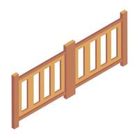 Trendy isometric icon of wooden fence vector