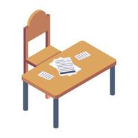 Easy to use isometric icon of lawyer table vector