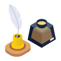 A customizable isometric icon of quill ink vector