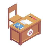 An isometric icon of courtroom furniture vector
