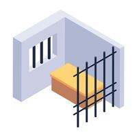 Trendy isometric icon of jail cell vector