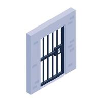 Trendy isometric icon of prison door vector