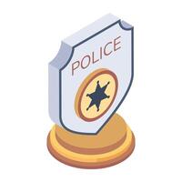 Police badge isometric icon is up for premium use vector
