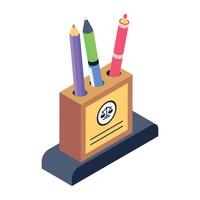 Pencil stand icon in isometric style vector