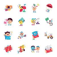 Bundle of Email Operations Flat Stickers vector