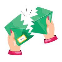 Handy flat sticker of a torn mail vector