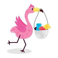 Customizable flat sticker of flamingo mail vector