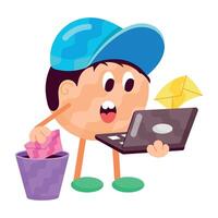 Modern flat sticker depicting waste emails vector