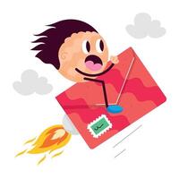 Editable flat sticker of fast message delivery vector