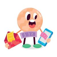 Handy flat sticker of mobile communication vector