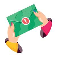 Customizable flat sticker of email error vector
